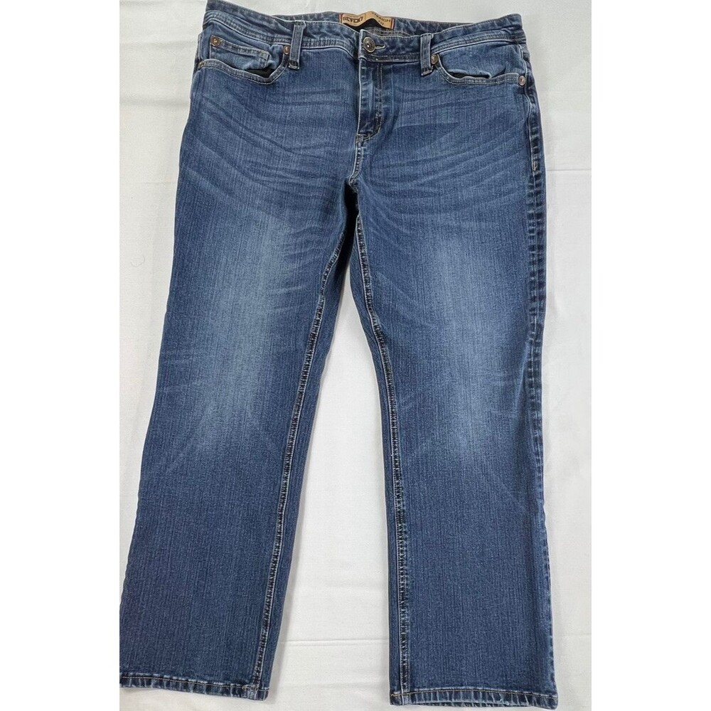 Seven 7 Mens Medium Wash Stretch Straight Fit Five Pocket Denim Jeans Size 38x28